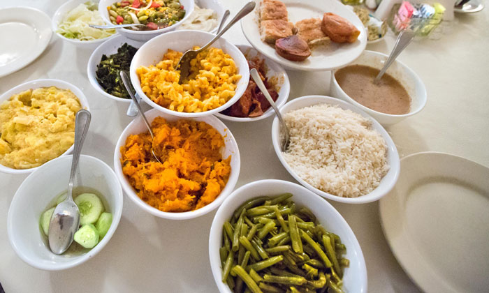 A spread of Southern vegetables and side dishes